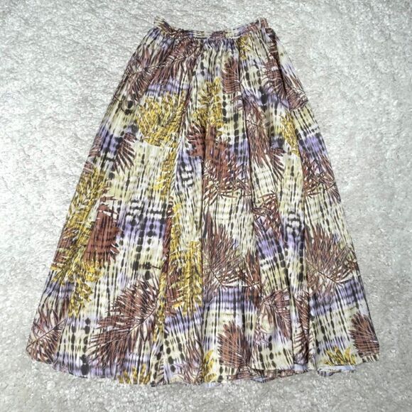 Rachael Zoe Full Maxi Skirt Tropical Palm Leaves NEW DEFECT - Picture 1 of 10